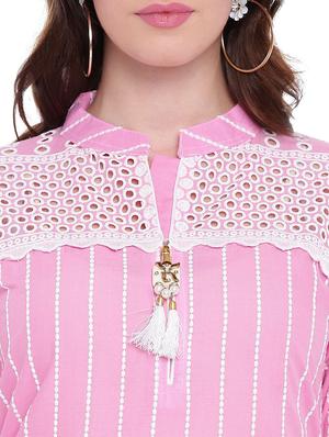 schiffli work kurta with palazzo set - 15496678 - Standard Image - 4