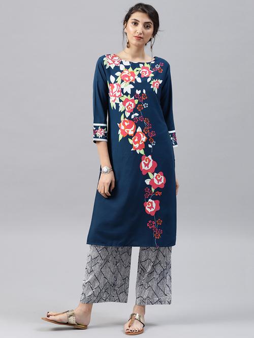 floral straight kurta - 15496811 - Standard Image - 1