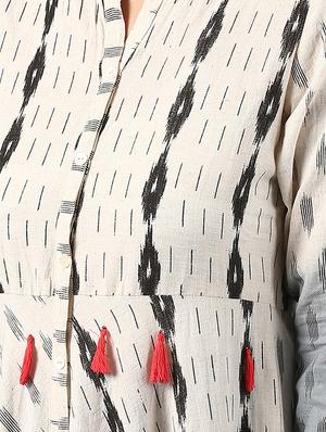Printed flared kurta with tassels - 15497445 - Standard Image - 4