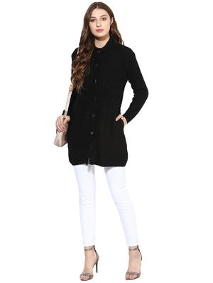 black woolen coatigan - 15497470 - Standard Image - 4