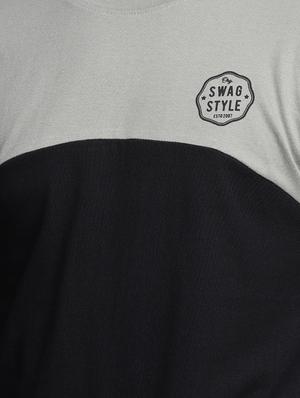 grey cotton color block t-shirt - 15497602 - Standard Image - 4