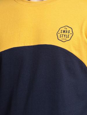 yellow cotton color block t-shirt - 15497605 - Standard Image - 4