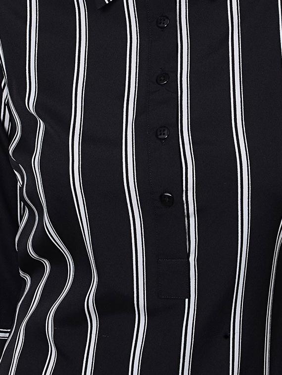 monochrome striped back bow tie dress - 15497680 - Zoom Image - 4