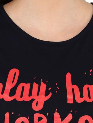 slogan printed round neck tee - 15498642 - Standard Image - 4