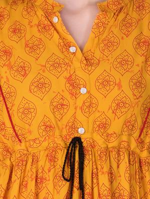 contrast piping ethnic printed dress - 15498812 - Standard Image - 4