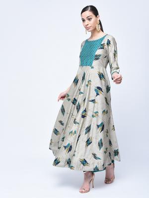 silk a-line Printed Kurta - 15501424 - Standard Image - 4