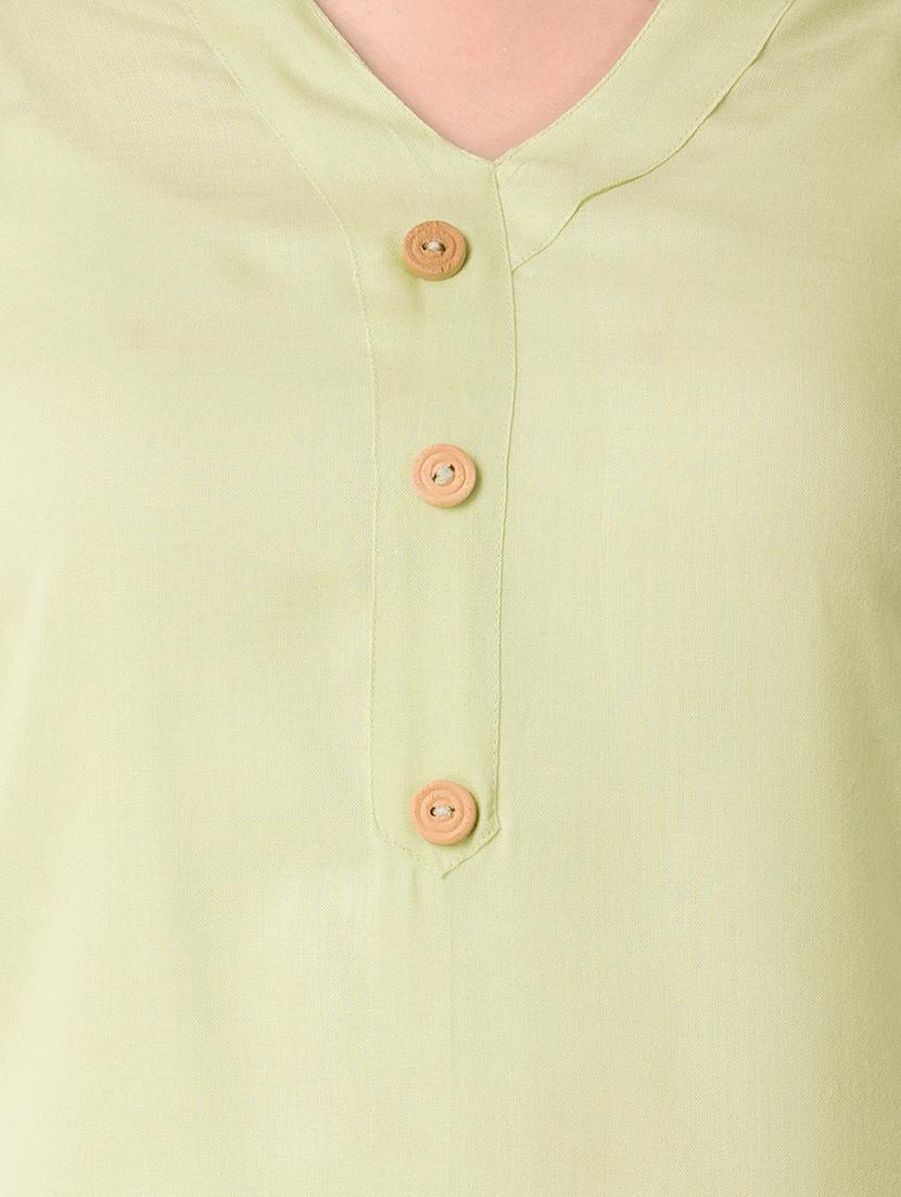 green rayon fusion kurta - 15502226 - Zoom Image - 4