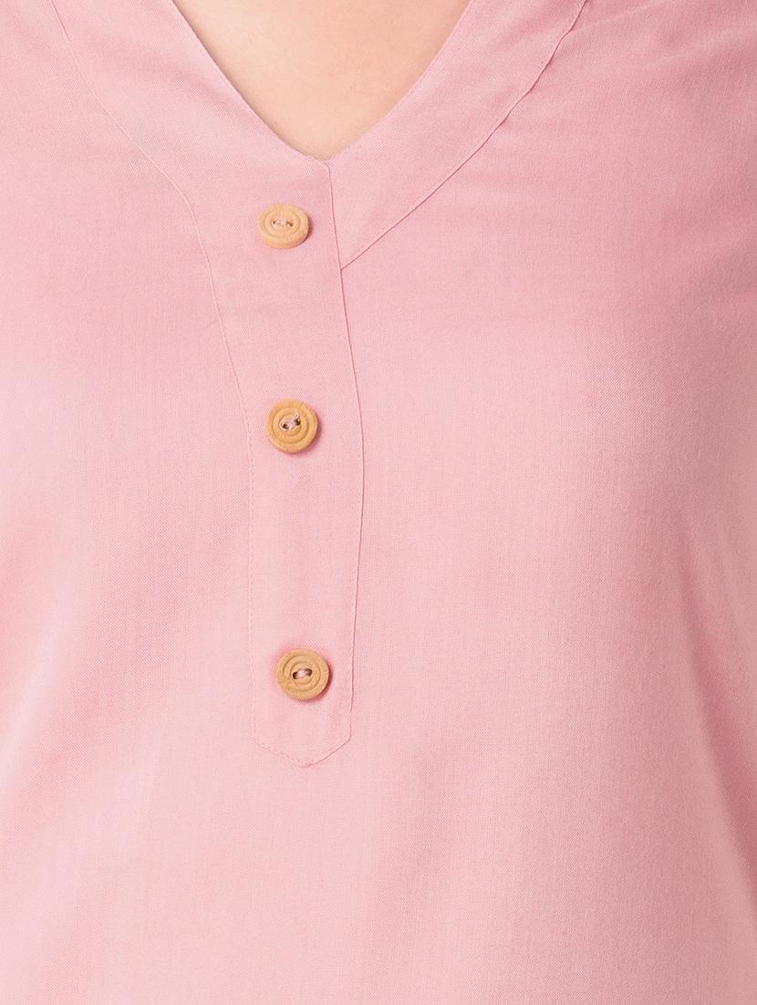 Baby pink A-line solid kurti - 15502227 - Zoom Image - 4