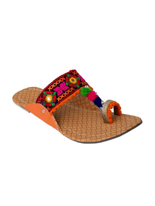 multi colored one toe kolhapuris - 15502352 - Standard Image - 1