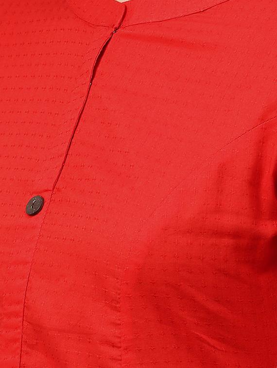 Candy red a-line kurta - 15502487 - Zoom Image - 4