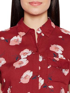 tie front hem printed shirt - 15502691 - Standard Image - 4