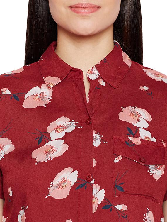 tie front hem printed shirt - 15502691 - Zoom Image - 4