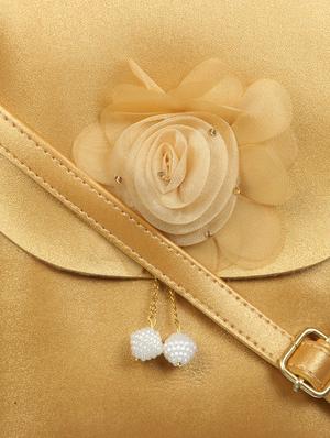 gold leatherette (pu) regular sling bag - 15503430 - Standard Image - 4