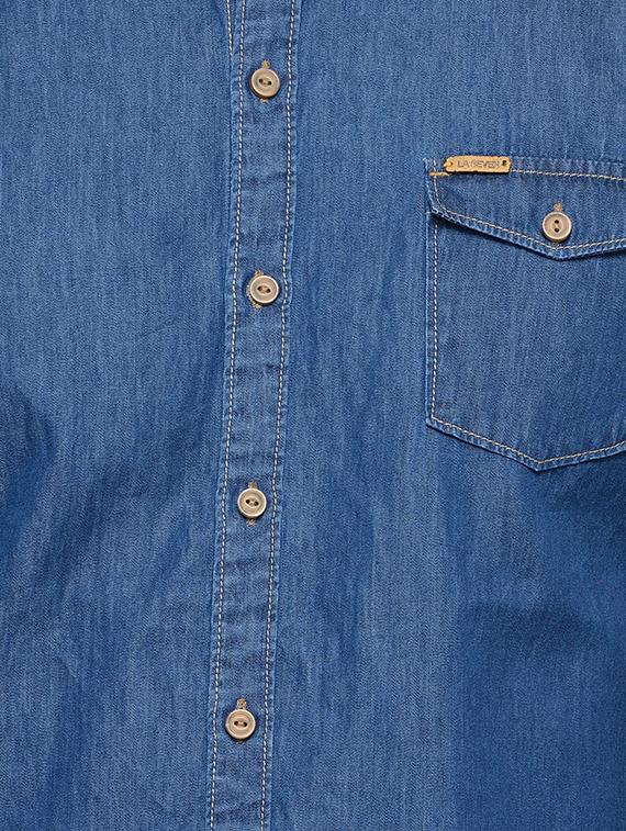 dark blue denim casual shirt - 15503519 - Zoom Image - 4
