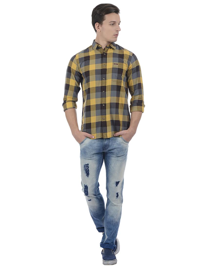 yellow cotton blend casual shirt - 15503938 - Zoom Image - 4