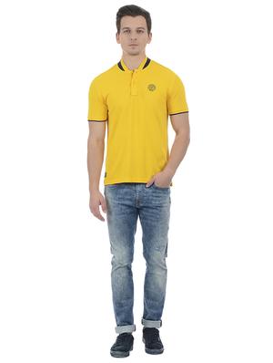 yellow cotton blend collared t-shirt - 15504473 - Standard Image - 4