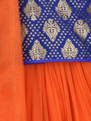 blue net lehnga choli - 15504790 - Standard Image - 4