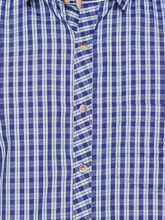 navy blue cotton blend casual shirt - 15505404 - Zoom Image - 4