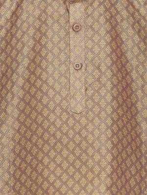 beige cotton blend kurta set - 15505463 - Standard Image - 4