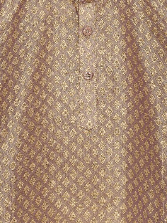 beige cotton blend kurta set - 15505463 - Zoom Image - 4