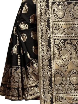 floral zari motif kanjivaram saree with blouse - 15505653 - Standard Image - 4