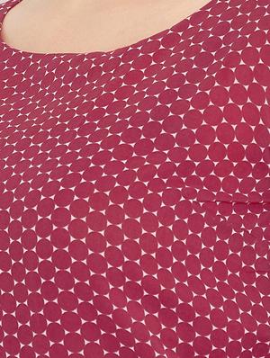 round neck printed high low dress - 15505810 - Standard Image - 4