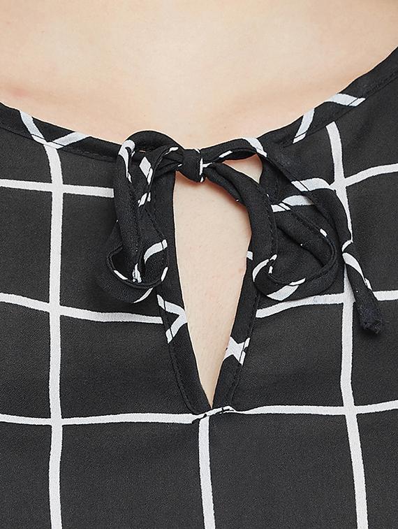 tie-up neck checkered high low top - 15505852 - Zoom Image - 4