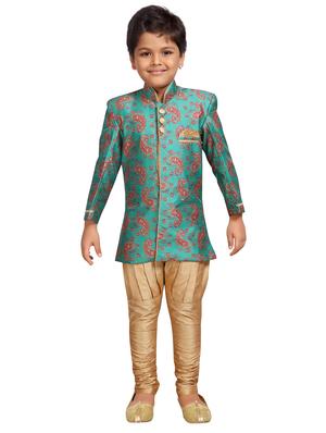green silk blend kurta set - 15506782 - Standard Image - 4