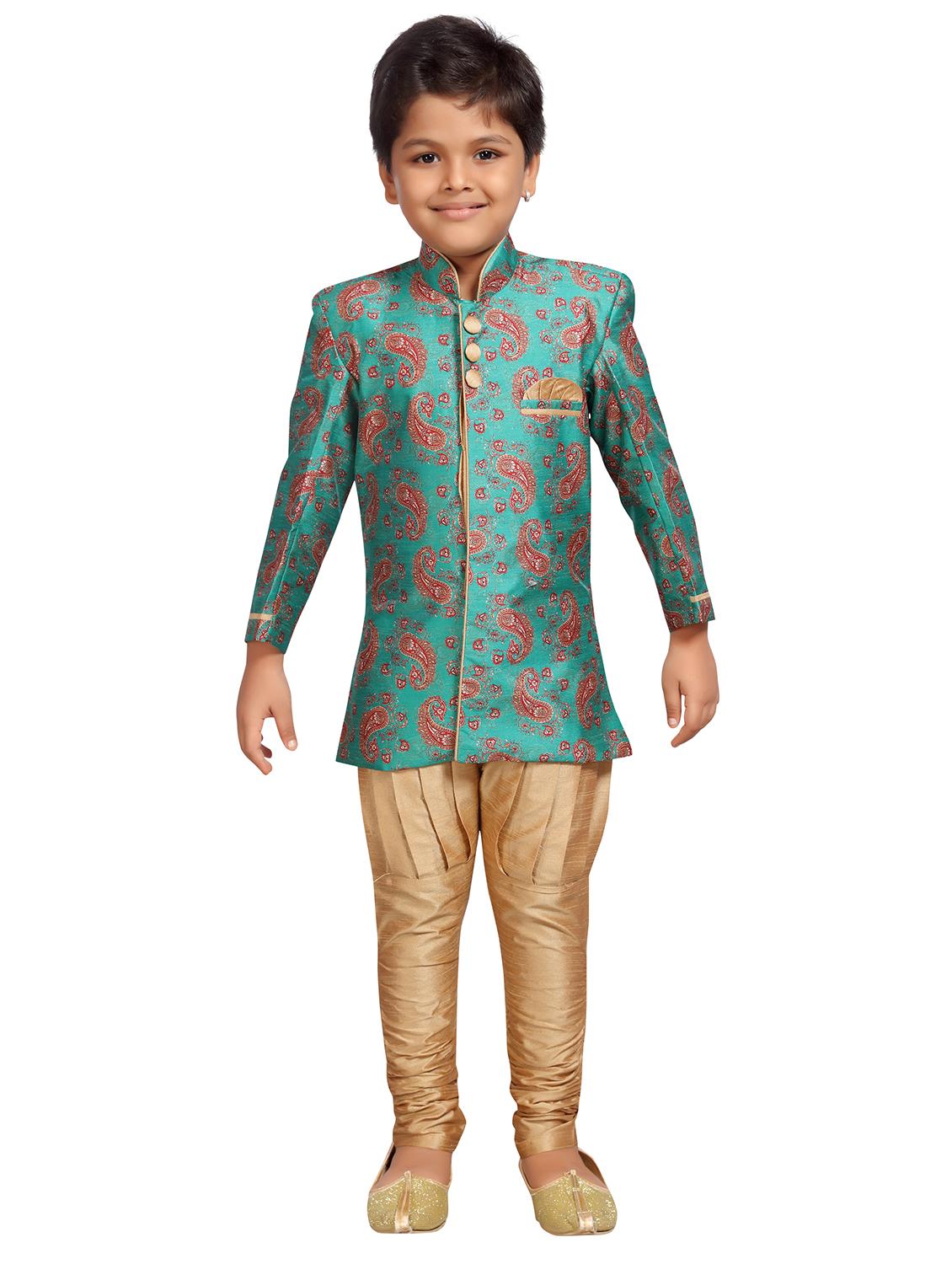 green silk blend kurta set - 15506782 - Zoom Image - 4