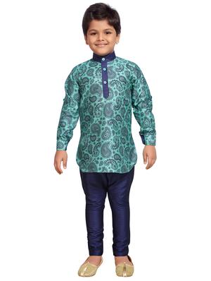 green cotton kurta set - 15506785 - Standard Image - 4