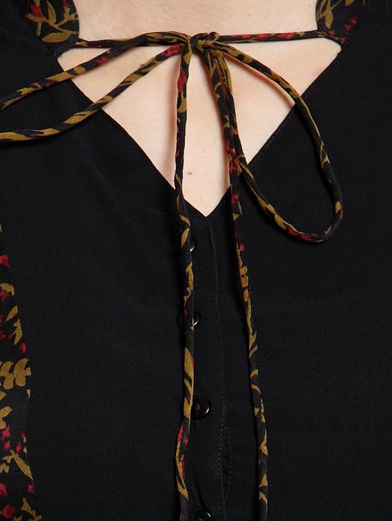 tie neck printed paneled maxi dress - 15507587 - Zoom Image - 4