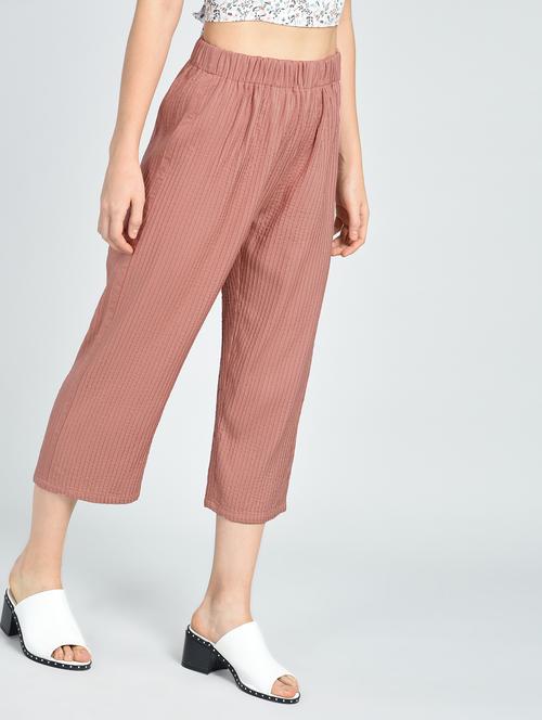 Pin tucks detail cropped trouser - 15512095 - Standard Image - 1