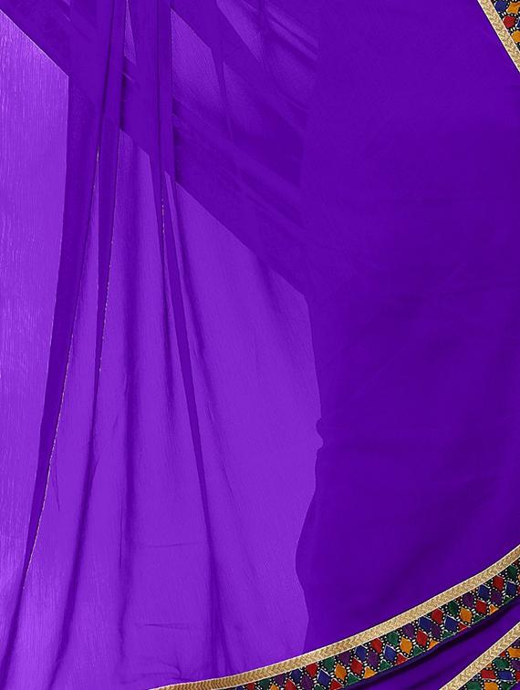 printed lace border saree with blouse - 15513162 - Zoom Image - 4
