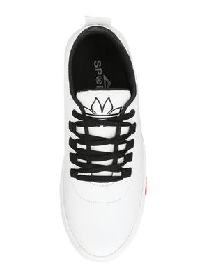 white leatherette lace up sneakers - 15513186 - Standard Image - 4