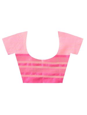 Zari stripes handloom saree with blouse - 15513902 - Standard Image - 4