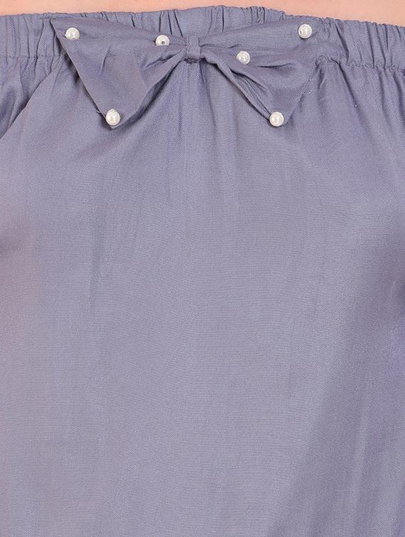 embellished bow pleated hem top - 15514874 - Zoom Image - 4