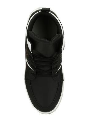 black leatherette lace up sneakers - 15515867 - Standard Image - 4
