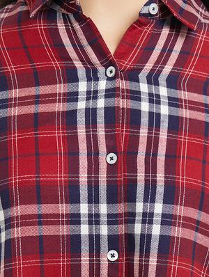 u-shaped hem checkered tunic - 15517408 - Standard Image - 4