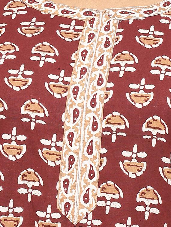 Placket patch printed straight kurta - 15517417 - Zoom Image - 4