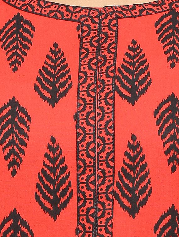 Placket patch printed straight kurta - 15517420 - Zoom Image - 4