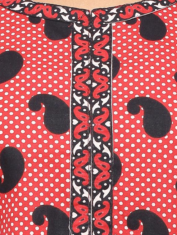 Placket patch printed straight kurta - 15517424 - Zoom Image - 4