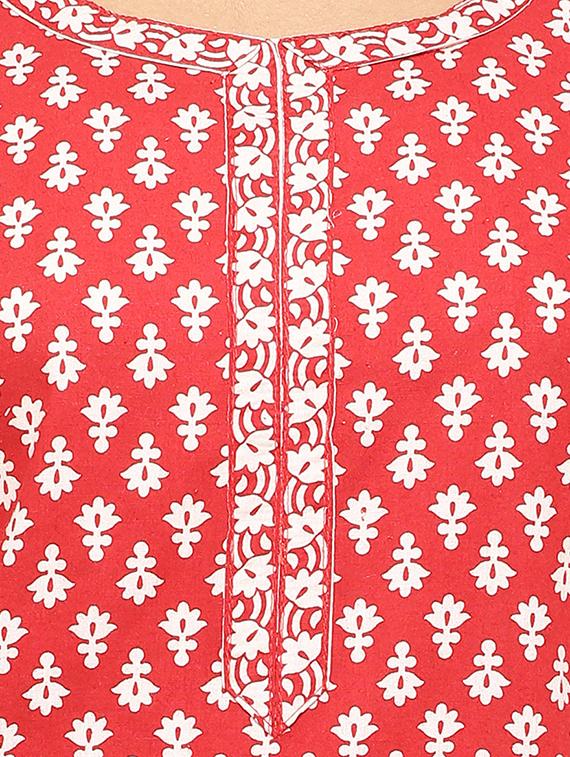 Placket patch printed straight kurta - 15517431 - Zoom Image - 4