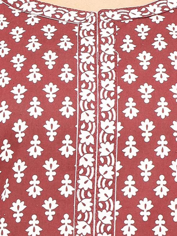 Placket patch printed straight kurta - 15517432 - Zoom Image - 4