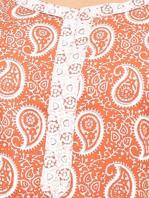 Placket patch printed straight kurta - 15517436 - Standard Image - 4