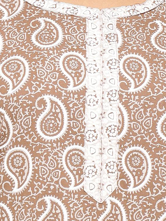 Placket patch printed straight kurta - 15517438 - Zoom Image - 4