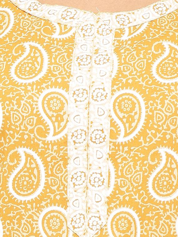 Placket patch printed straight kurta - 15517439 - Zoom Image - 4