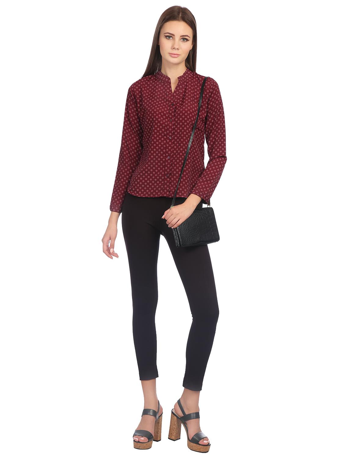 mandarin neck curved hem shirt - 15517629 - Zoom Image - 4
