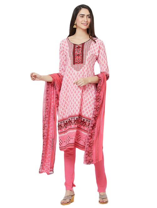printed unstitched churidaar suit - 15517733 - Very Small Image - 1