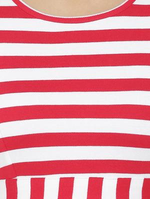 round neck striped a-line dress - 15518034 - Standard Image - 4