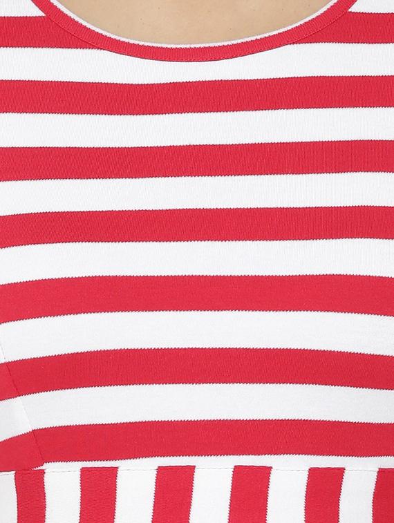 round neck striped a-line dress - 15518034 - Zoom Image - 4